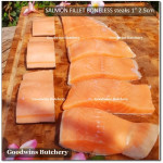 Salmon FILLET BONELESS Atlantic CHILE frozen steak cuts 2" 5cm (price/pack 500g 2-3pcs)